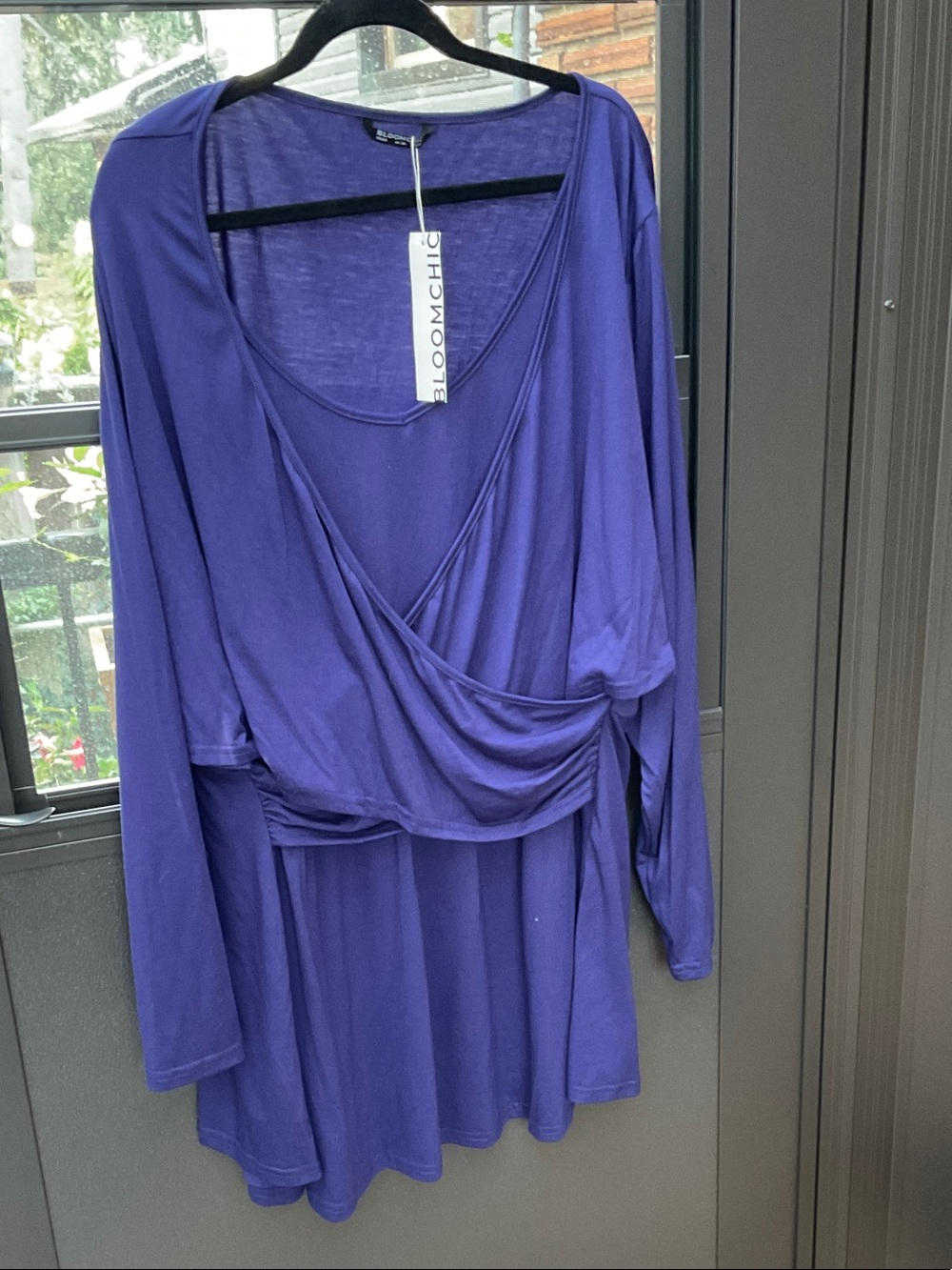 BloomChic Deep Purple Long-Sleeve Wrap-Style Dress